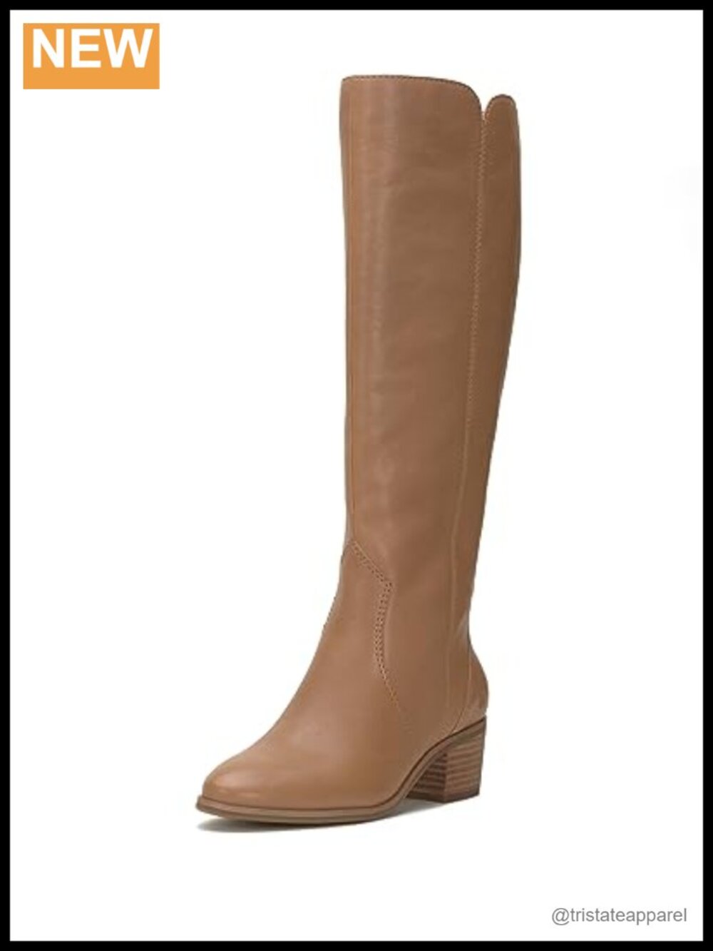 Lucky Brand Women's Cashlin Knee High Leather Equestrian Boots Almond Toe Zip